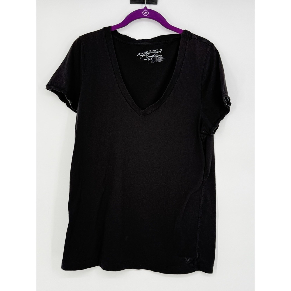 American Eagle Women's Black Vneck Top XXL